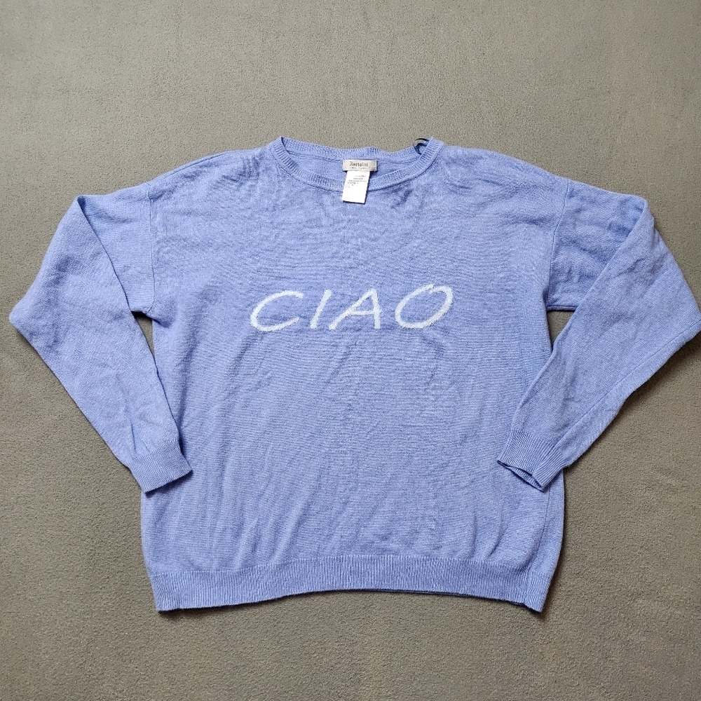 Bartolini CIAO Pullover Blue Wool Cashmere Blend Sweater Crew Neck Made in Italy